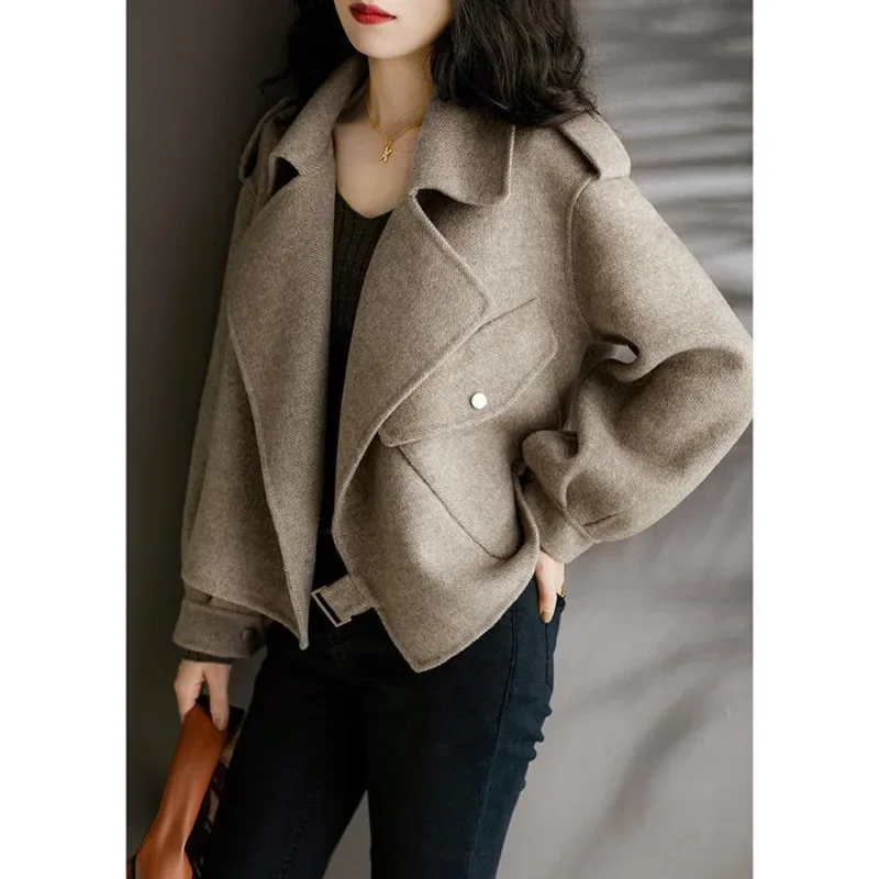 Elegant Stylish Women's Woolen Short Jacket Italian Origin Overstock Clearance Autumn Season Thickened Regular Fleece Coat