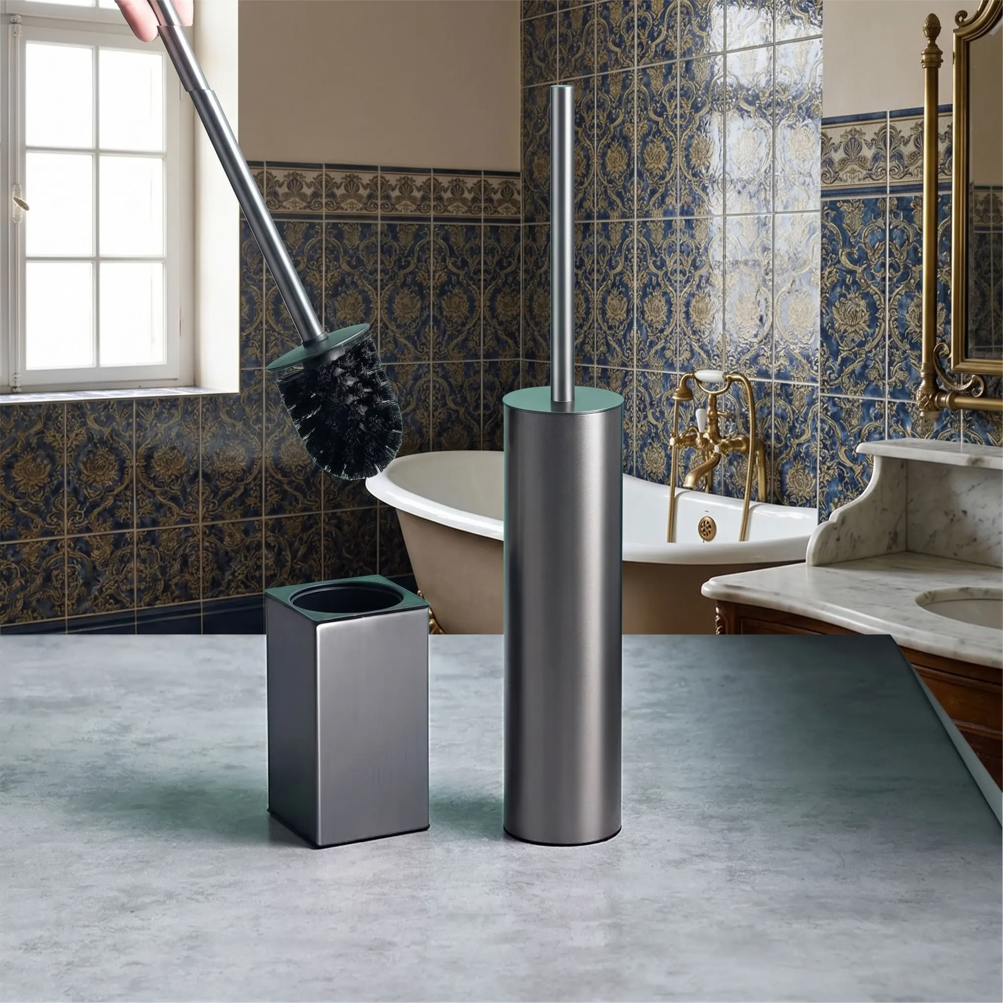 

Toilet Brush Holder 304 Stainless Steel Bathrom Toilet Brush Holder Gray/Gold/Black Wall Mounted WC Cleaner Brush Tools