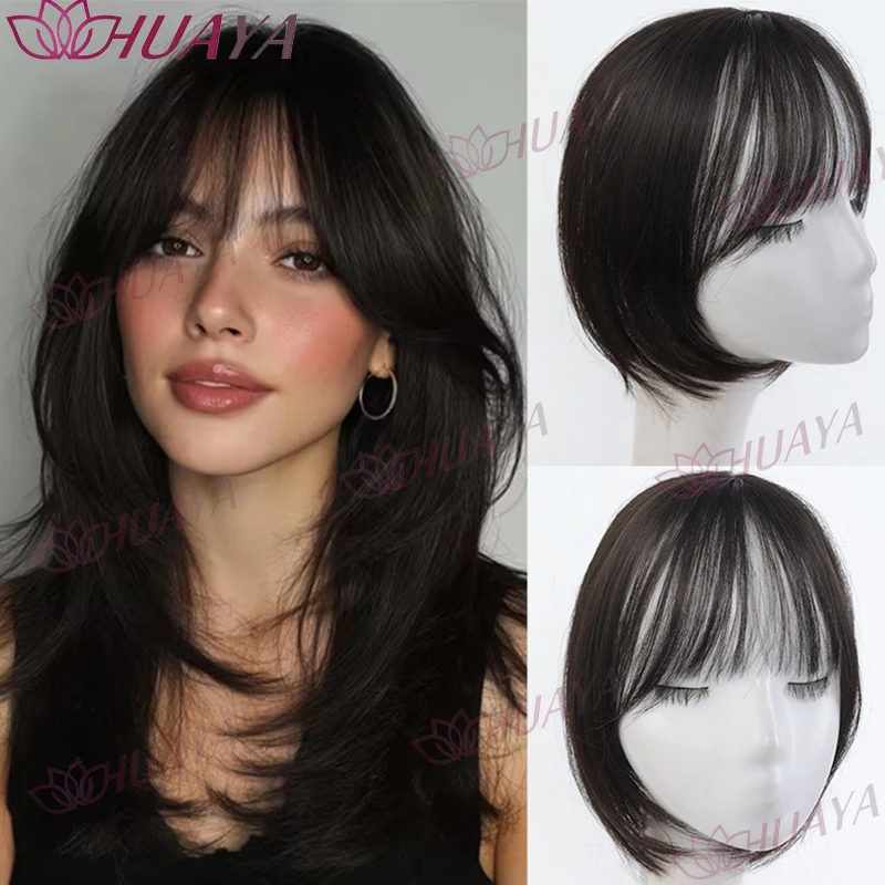 Women Synthetic French Eight-Character Bangs Hair Topper, Invisible Air Bangs Clip In Hair Piece for Cover Thinning Hair