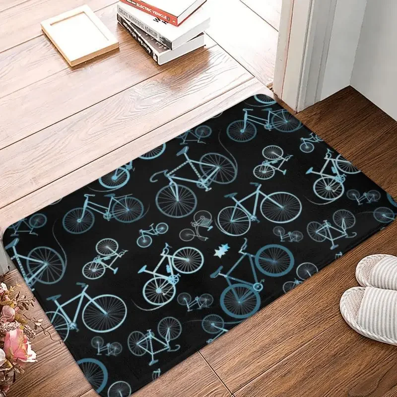 Custom MTB Bicycle Bike Doormat Anti-Slip Entrance Kitchen Bathroom Floor Door Mats Biker Cyclist Bedroom Balcony Carpet Rug
