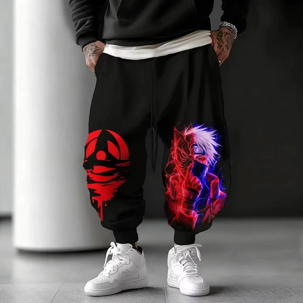 

MINISO New Anime Super Cool Uchiha Itachi Printed Sports Men Women Pants 2025 Autumn/Winter Loose Casual Japanese Harajuku Pants