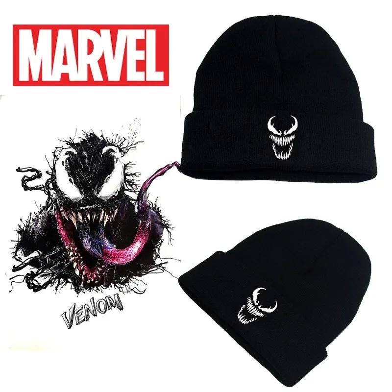 Marvel Venom Embroidery Knitting Beanies Hat Men Women Solid Color Quality Cap Fashion Leisure Warm Hats Versatile Unisex Caps