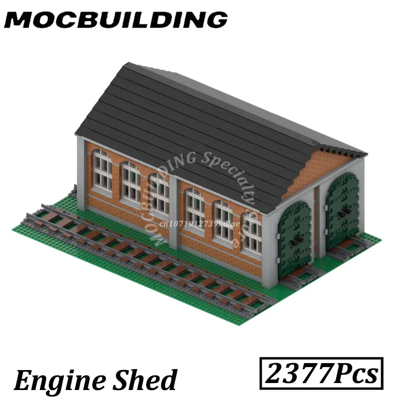 Motor galpão acessórios ferroviários modelo cidade edifícios exibir moc blocos de construção tijolos brinquedos construção presentes natal