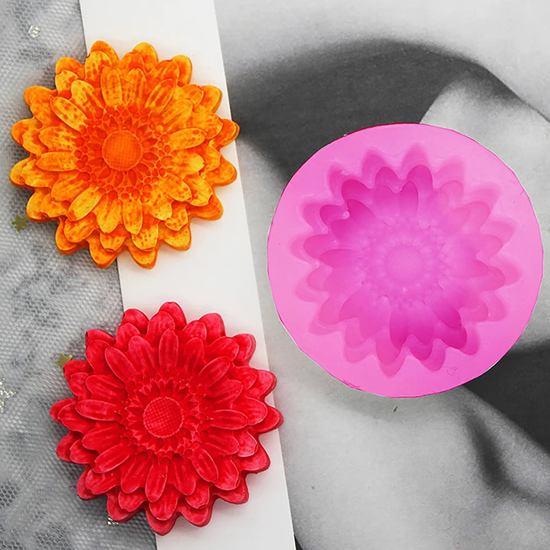 1Pc 3D Chrysanthemums Soap Mold Bakware Tools Flower Silicone Moulds Candle Molds Sunflower Cake Decoration Tools