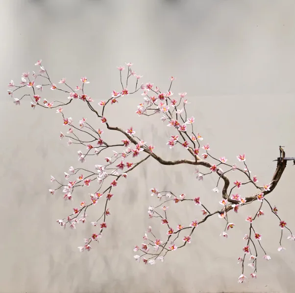 Simulated magnolia hanging upside down fake flower tree landscape indoor roof landscaping high-end ceiling wall decoration