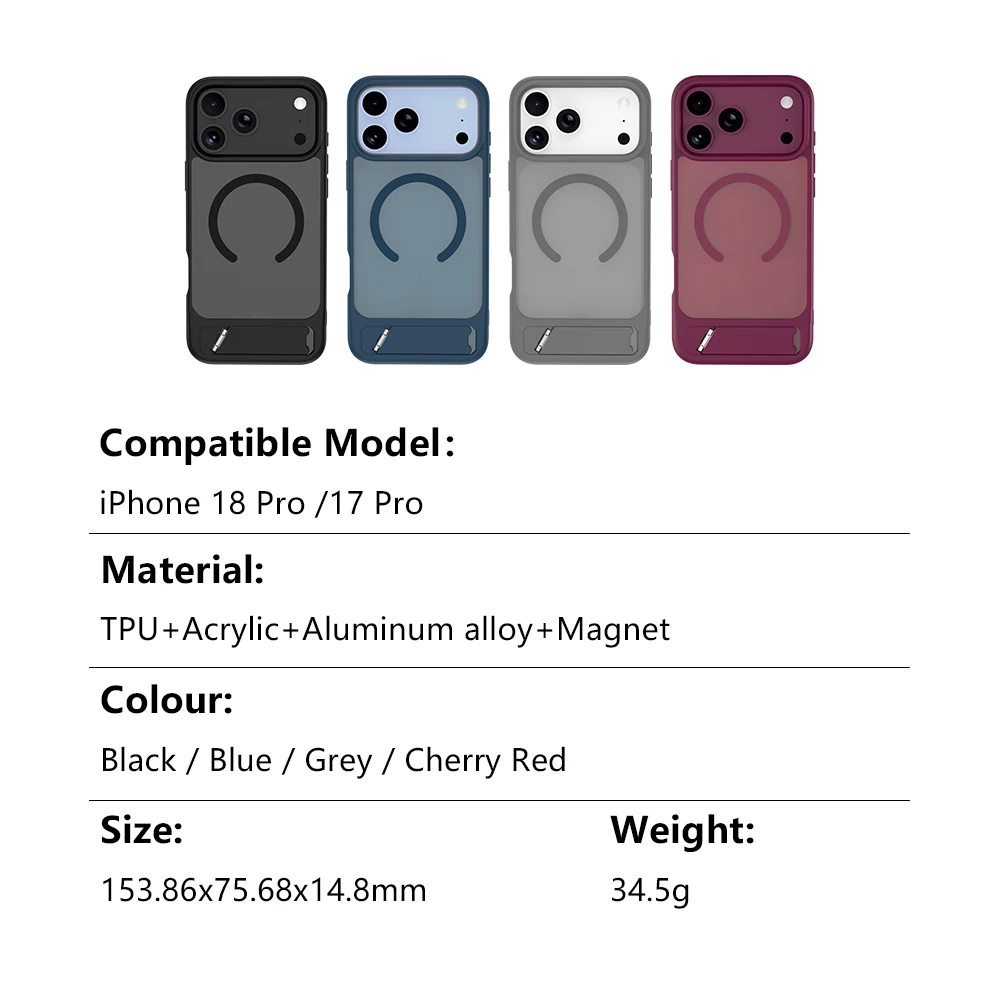 Für iPhone 18 Pro Hülle Ständer Magnetische Hülle PC+TPU Schutz Für iPhone 17 Pro Hülle – Detail 18