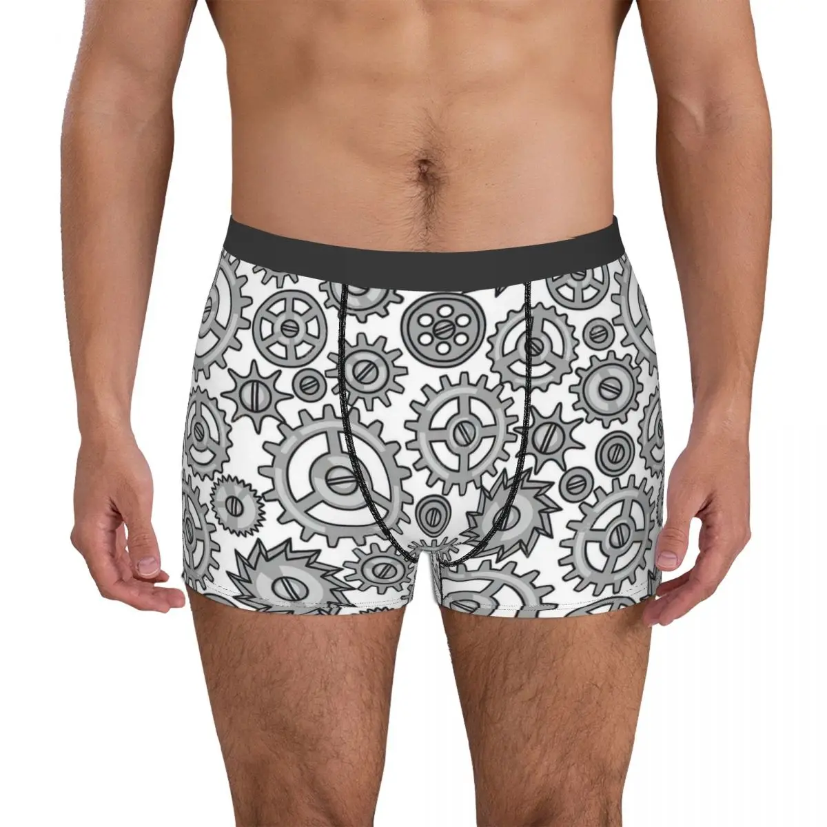 Steampunk Seamless Pattern Of Metal Gears In Doodle Style Underpants Breathbale Panties Male Underwear Print Shorts Boxer Briefs