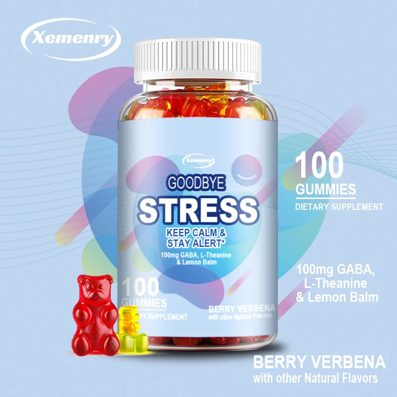 Goodbye Stress Gummies - with GABA, L-Theanine, Lemon Balm - Relieve Stress, Improve Negative Emotions, and Relax