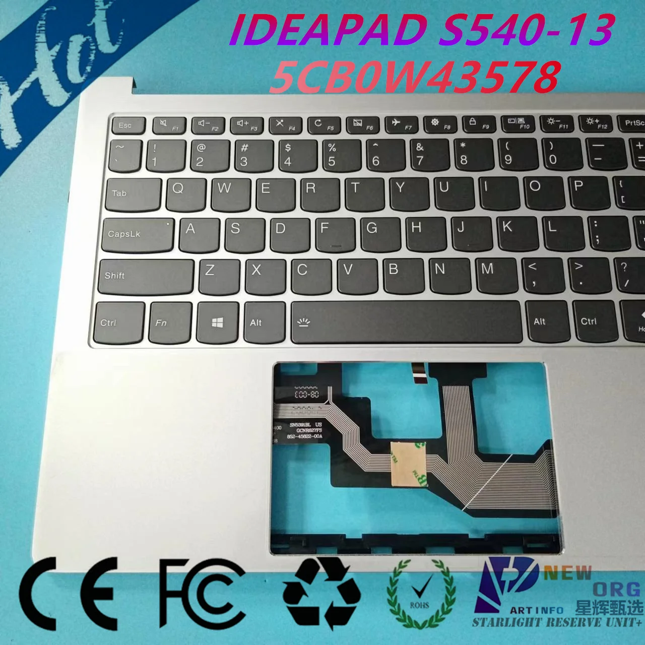 Imagem -03 - Assembleia Palmrest Teclado do Portátil para Lenovo Ideapad S54013 Iml Lenovo Yoga São Itl 81xa 82h1 82dl Pro-13 82h2 Sliver 5cb0w43578