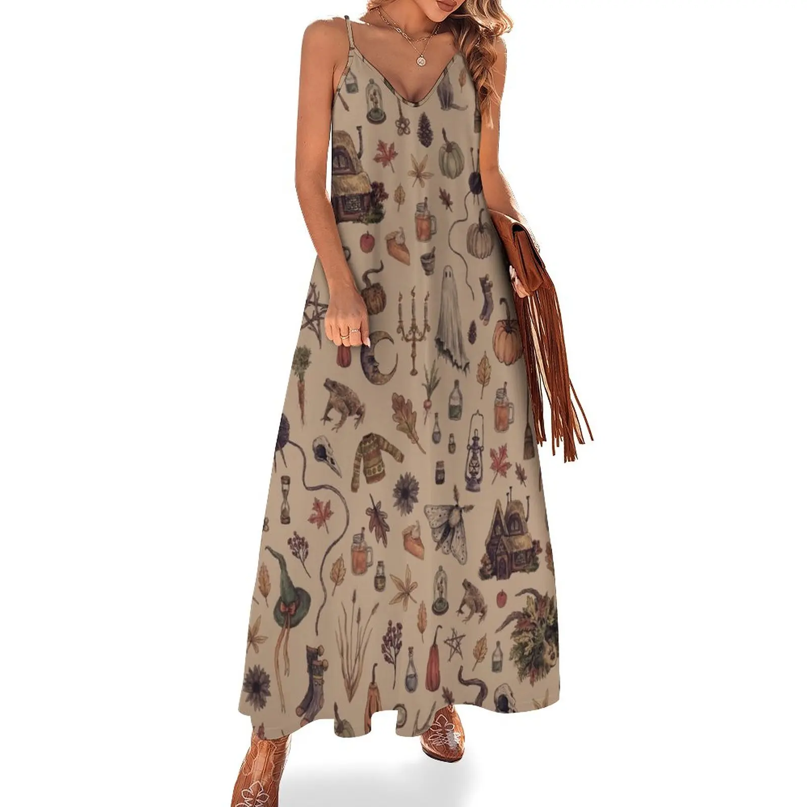 

Rustic Brown Cozy Crone Sleeveless Dress women's summer clothing 2023 women's summer dress 2023