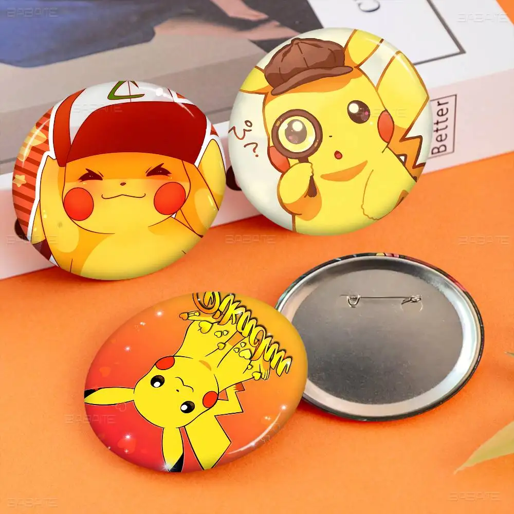 Anime P-PokemonS 58mm Cute Anime Figure Icon Badge Handmade Tinplate Brooch for Backpack Clothes Chest Ornament Gifts