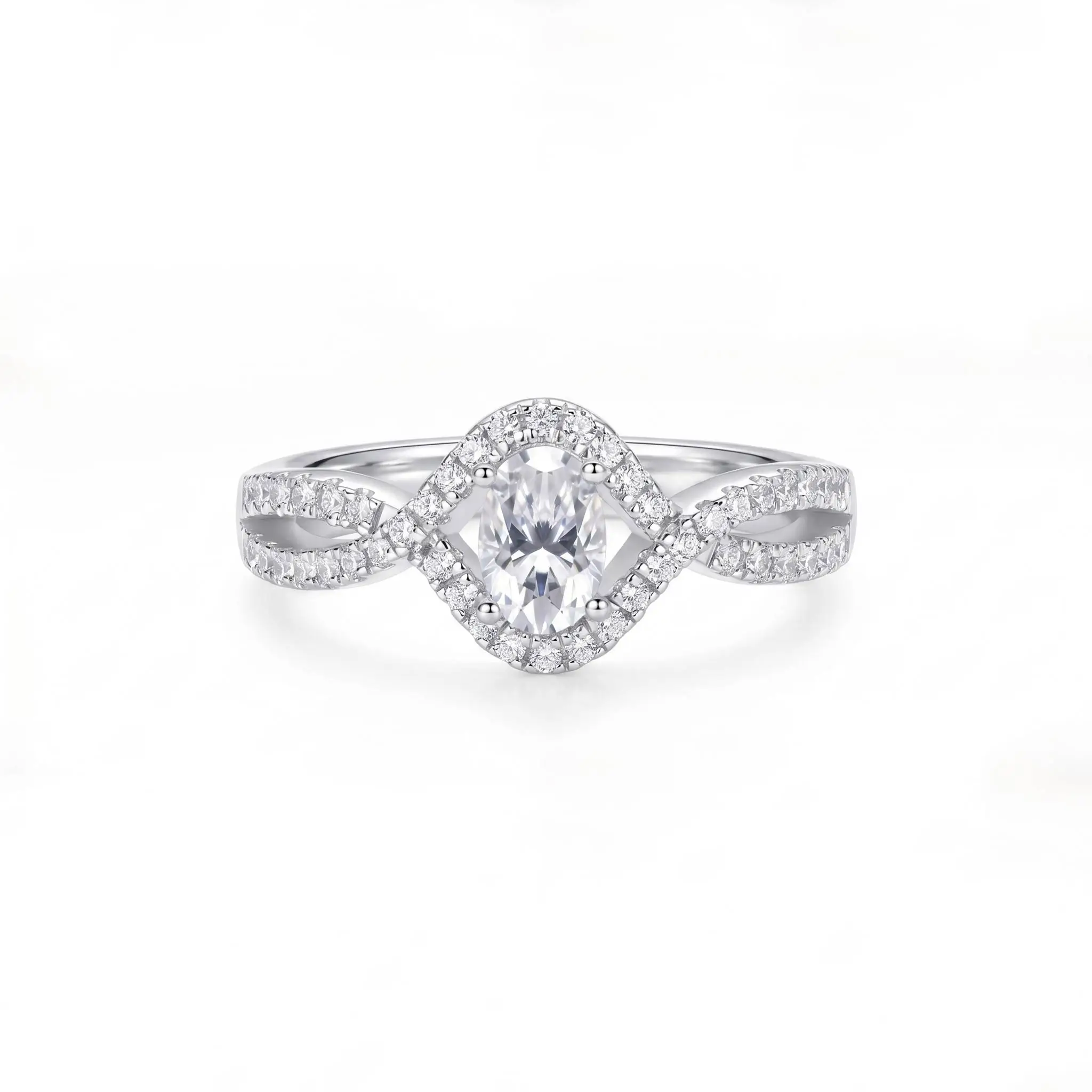 LYEE CYEE Sparkling Pear Shape CZ Ring 925 Sterling Silver Cross Pave Halo Wedding Band Best Gift for Women Jewelry