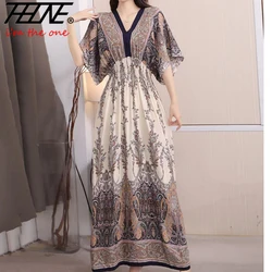 Summer Dress Women Plus Size Rope Robe Casual Elegant Retro Bohemian Korean Printed Vestidos Para Mujer New in Dresses Clothes