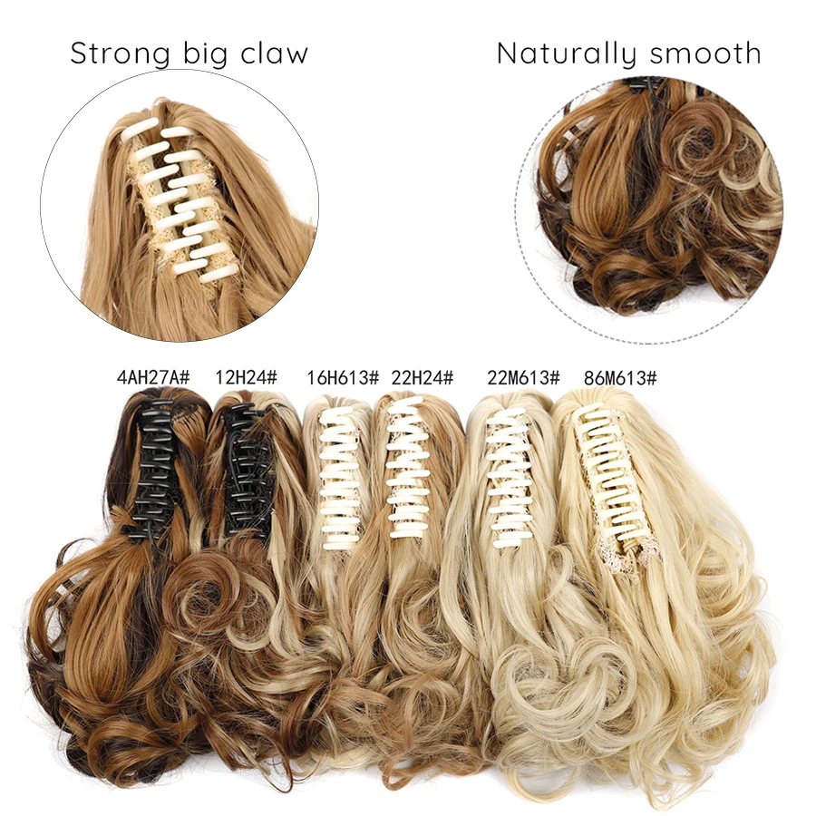 New 13Inch Claw Clip On Ponytail Short Curly Ponytail Clip In Claw Hair Extension Natural Looking Synthetic Hairpiece For Women