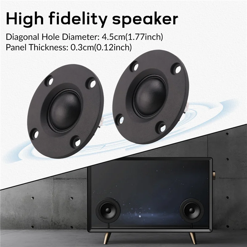 

A92Z Твитер-динамик 6 Ом 30 Вт Hi-Fi Мягкий купол Шелковая пленка Высокий динамик Неодимовый зубчатый радиатор 2 шт.