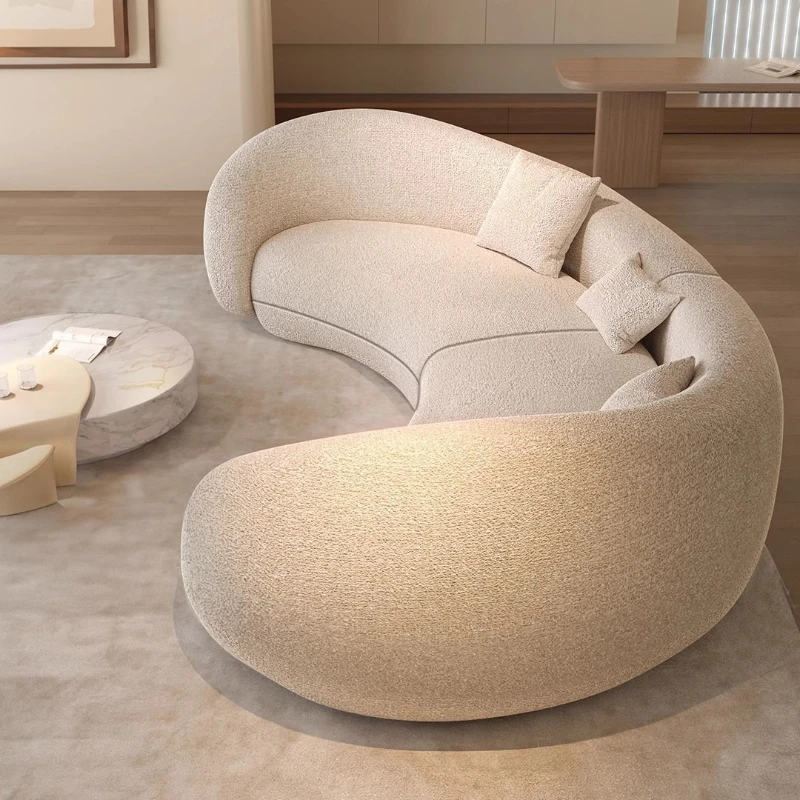 

Moon sofa semi-circular living room French lamb wool fabric sofa designer