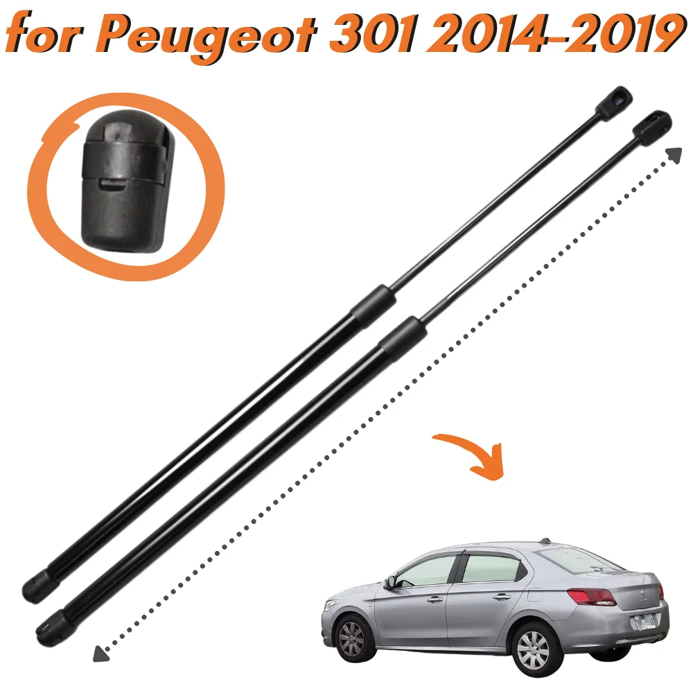 Qty(2) Trunk Struts for Peugeot 301 2014-2019 4-door Saloon Rear Tailgate Boot Gas Springs Lift Supports Shock Absorbers Arm Bar