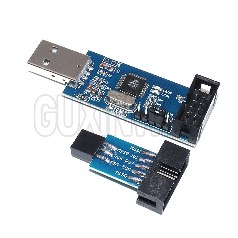USBASP USBISP AVR مبرمج USB ISP USB ASP ATMEGA8 ATMEGA128 دعم Win7 64K 10Pin إلى 6 Pin لوح مهايئ