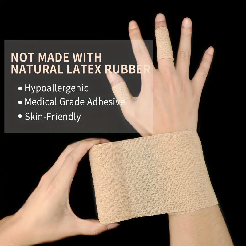 1 Roll Portable Elastic Autohesion Bandage Breathable Sports Non-woven Finger Strap Wrist Ankle First Aid