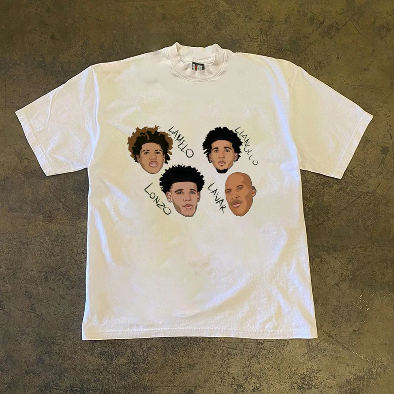 

Футболка LaMelo Ball Street Style с коротким рукавом и принтом, унисекс, для пар, модный американский бренд, повседневная одежда