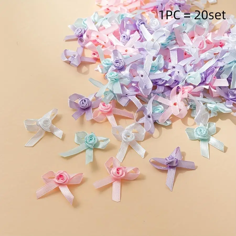 1/5/10/20/50/100pcs 30-Pcs Bowknot Rose Small Flower Handmade Bowknot Clothing Additions And Decorations, Underwear Small Flower