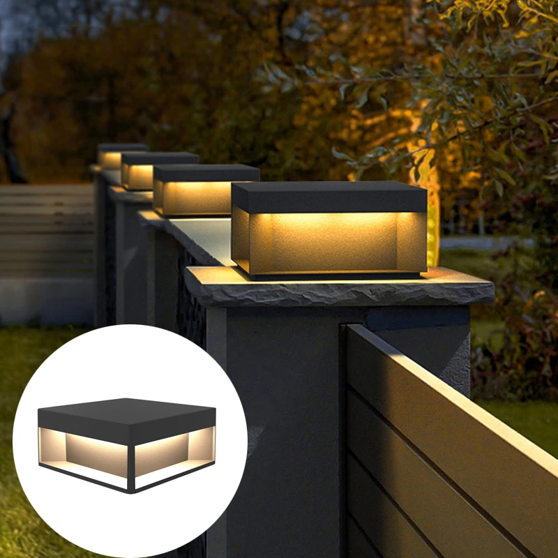 Modern Simple Solar Pillar Light High Quality Outdoor Lamp Fence Gate Pillar Yard Wall Light Waterproof Garden Yard Lights LED