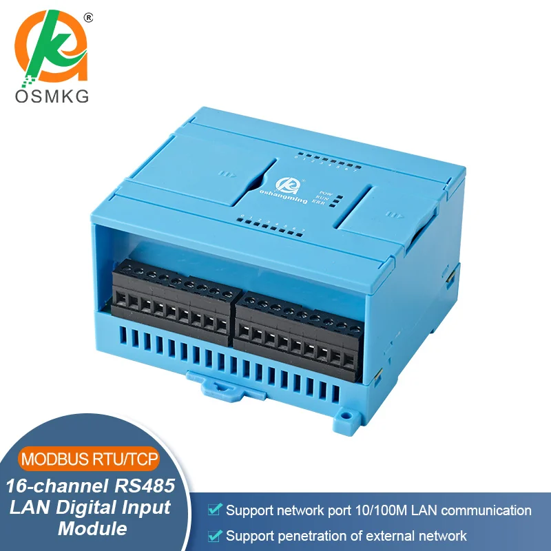 Oshangming 16 Channel RS485 Lan Digital Input Module Data Acquisition 24VDC Modbus Rtu TCP for Sensor