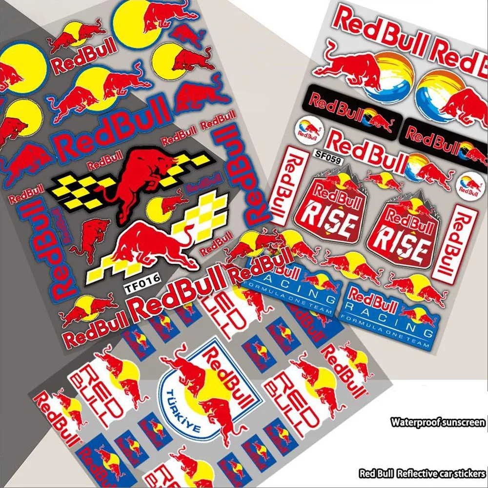 Motorcycle Red Bull Sticker Logo Car Motorcycle Body Fuel Tank Helmet Decal Reflective Waterproof Decoration