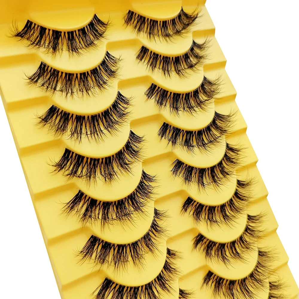 10 Pairs Faux Mink Eyelashes False Eyelashes Fluffy Lashes Dramatic Volume Lashes Natural Long Eyelashes Makeup