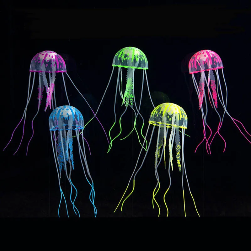 Colorful Artificial Glowing Effect Jellyfish Fish Tank Aquarium Decor Mini Submarine Ornament Decoration Aquatic Pet Supplies