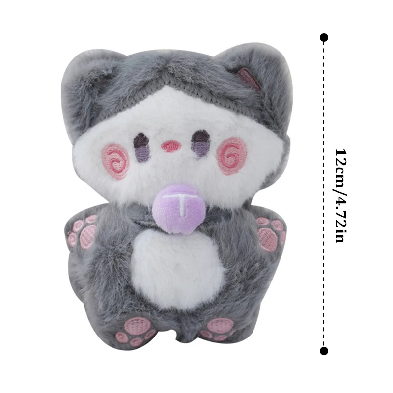 Cute Kitten Plush Toy Cartoon Soft Stuffed Cat Doll Keychain Backpack Pendant Couple Decor Car Key Holder For Best Friend Gift