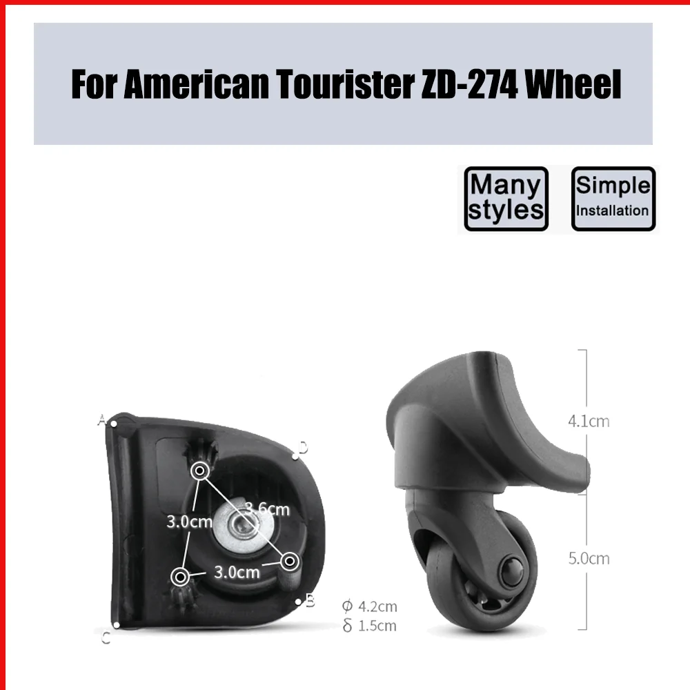 For American Tourister ZD-274 Trolley Case Wheel Pulley Sliding Casters Universal Luggage Wheel Silent Smooth Wear-resistant