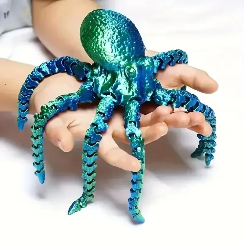 19cm 3D Printed Octopus Figurine with Flexible Joints for Home Fish Tank Decoration Office Desk Decor Aquarium Octopus Ornaments