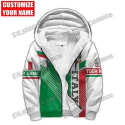 Custom Name Italy Coat of Arm 3D Printed Fleece Zip-Up Hoodies For Men Women Winter Casual Thick Warm Hooded zipper jacket JR15