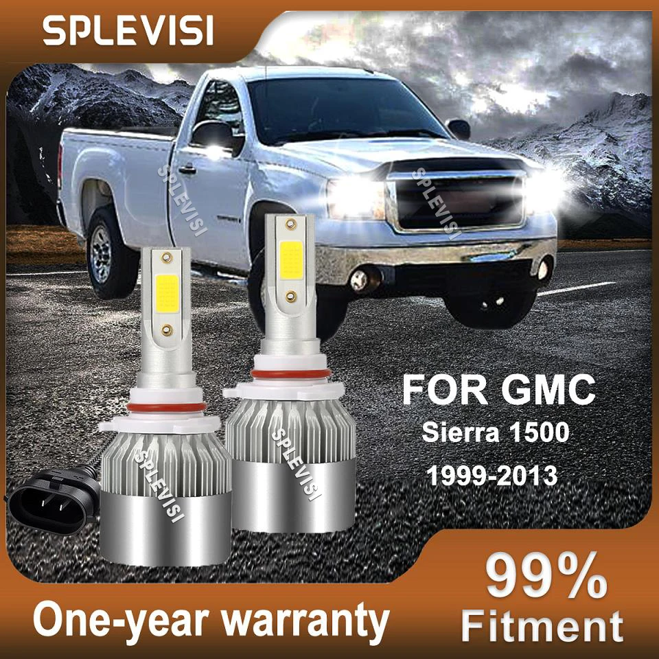 

2x LED Headlight High Beam Bulbs Clear White For GMC Sierra 1500 1999-2013 2000 2001 2002 2003 2004 2005 2006 2007 2008 2009