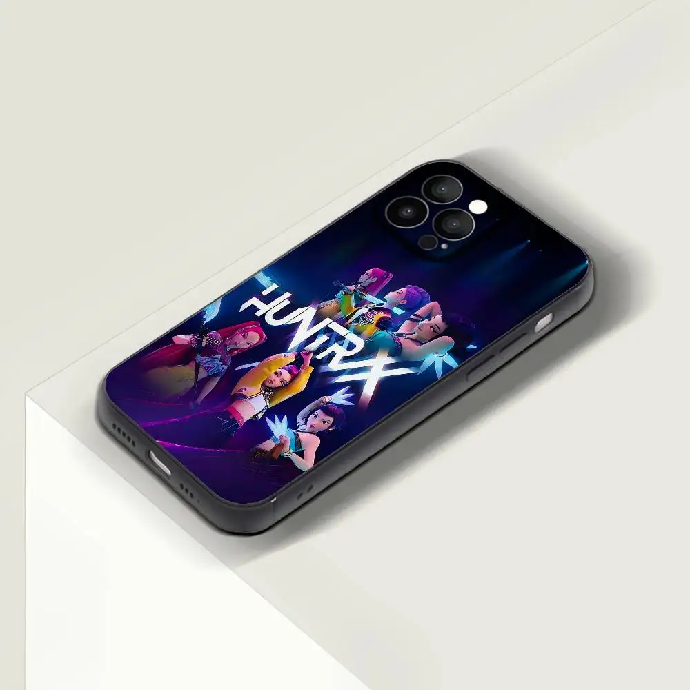 KPop شيطان الصيادين جراب هاتف أسود سيليكون ماتي جراب هاتف آيفون 17 الهواء 16 15 14 13 12 11 برو ماكس بولي TPU لينة حالة