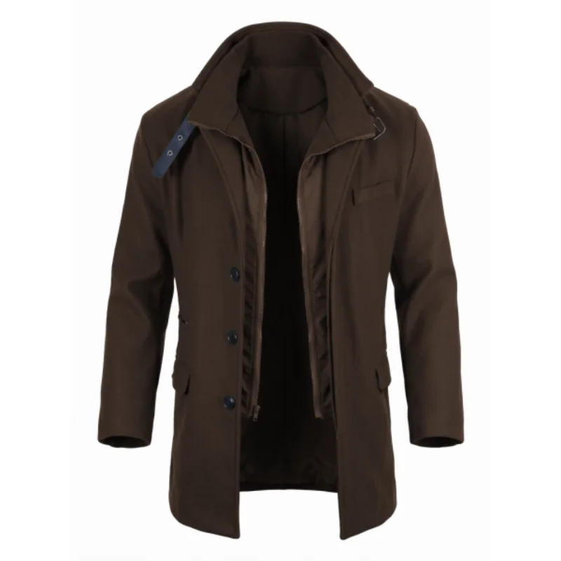 New Winter Men's Double-Layered Parka Long Warm Belted Jacket | Casual Streetwear Trench Coat | Windproof Zipper Coat for Men**