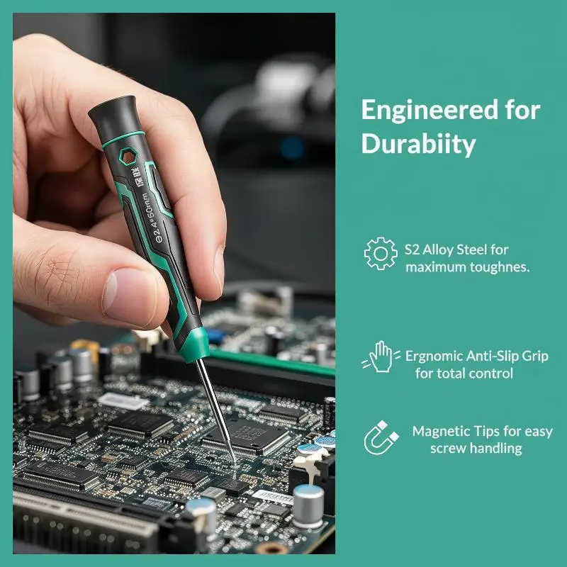 Mini Precision Magnetic Slotted Screwdriver, Anti-Slip Handle Hand Tool For Screw Installation & Disassembly Repair