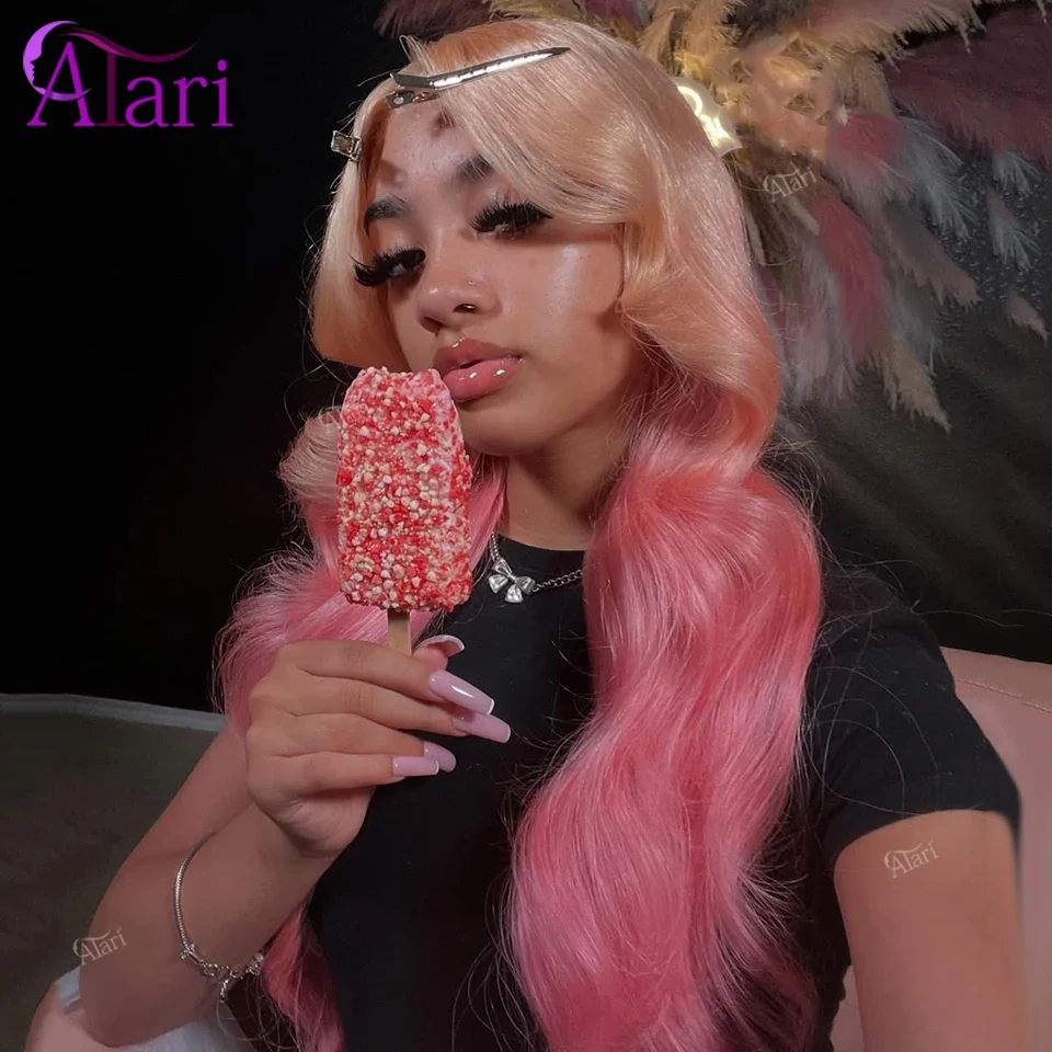 

Прозрачный парик 13x4 с кружевной передней частью Ombre Blonde Pink, предварительно выщипанные 613, цветные 13x6, кружевные фронтальные объемные волны, парики из человеческих волос для женщин