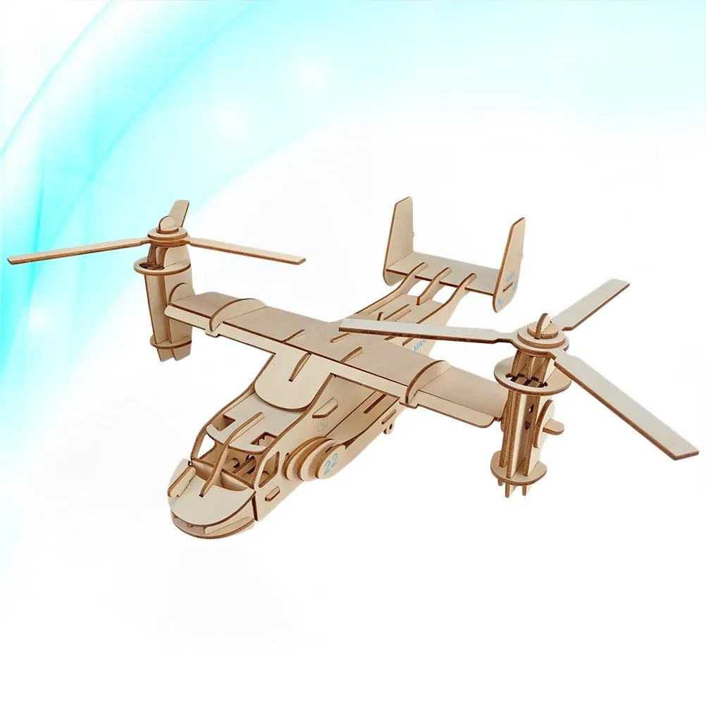 Aircraft Shaped 3D Wooden Puzzle DIY Kit for Kids Educational Brain Teaser Enhances Creativity Imagination Logic Thinking