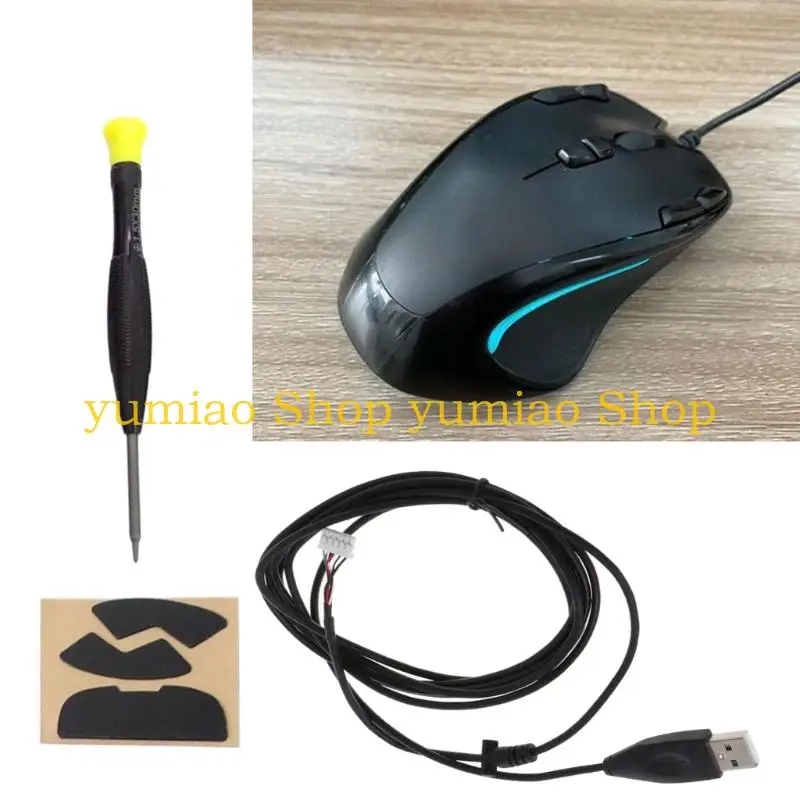 587B Precisions Mouse Cable Skate Feet Set Includes Metal Screwdriver for G300 G300S Enhances Grip And Stable Connectivities