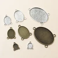 5-40pcs 3-Loops Oval Prndant Cabochons Blank Base Setting DIY Necklace Bracelet Jewelry Making Accessories Findings 4