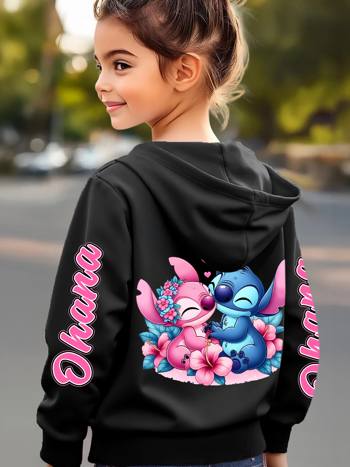 سترة صوفية عصرية بغطاء للرأس للأطفال من ديزني، مطبوعة بأنماط غرزة لطيفة، مناسبة للارتداء اليومي غير الرسمي