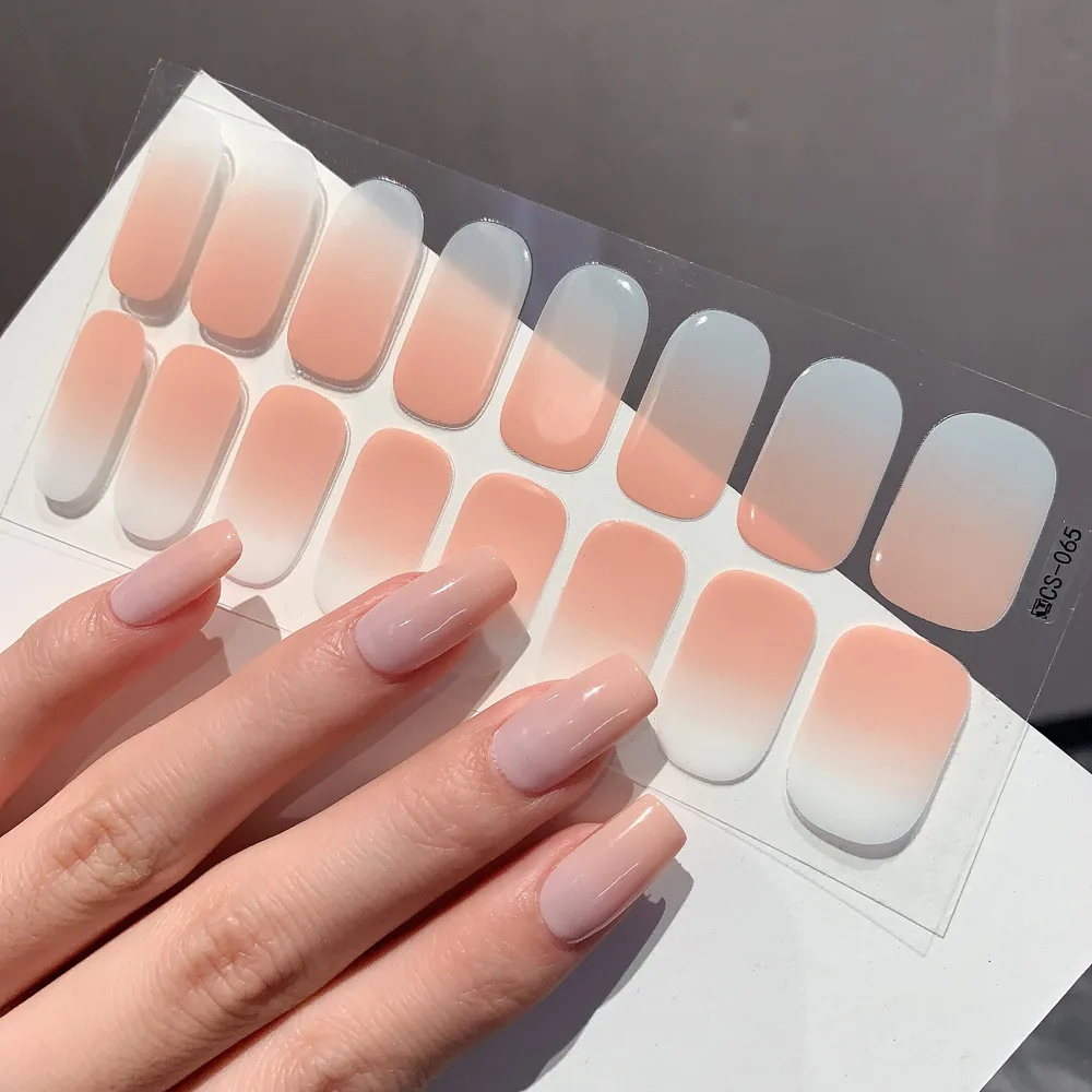 Nieuwe Gradiënt Kleur Nail Stickers Zelfklevende Semi-Uitgeharde Nagel Wraps Diy Nagellak Film Patch Manicures Overdracht Decors