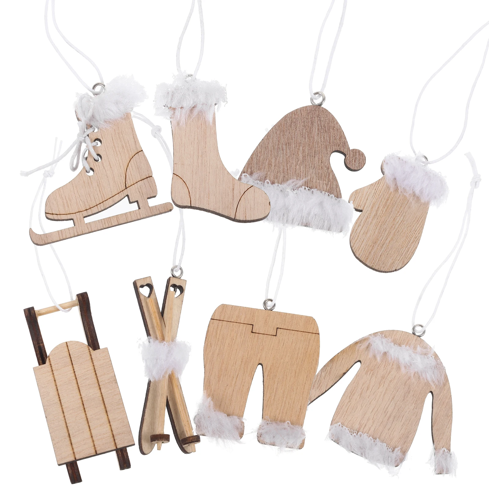 

8 Pcs Sled Pendant Christmas Decoration Wall Hanging Sleigh Ornament Filler Traditional Wood Ornaments Day Tree