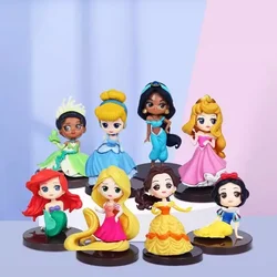 Disney high quality 8Pcs/Set Kawaii Q Snow White Princess Action Figure Ariel Belle Rapunzel Mermaid Toys Models Girls gift