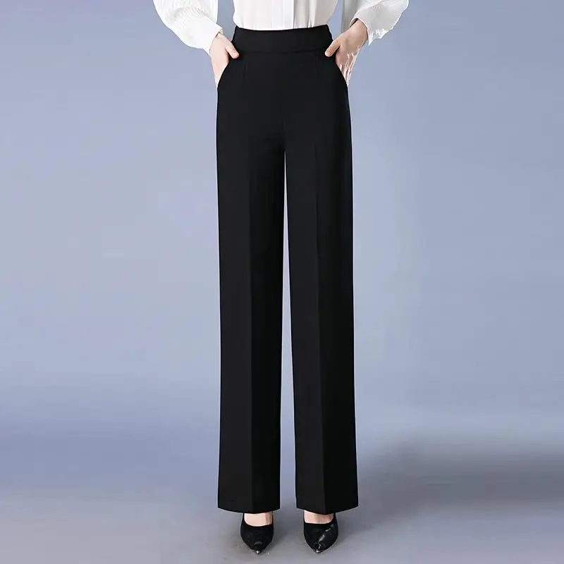 Korean Version High Waisted Coffee Colored Pants in Large Size Slim and Fluffy Loose Straight Leg Pants Versatile Pants For