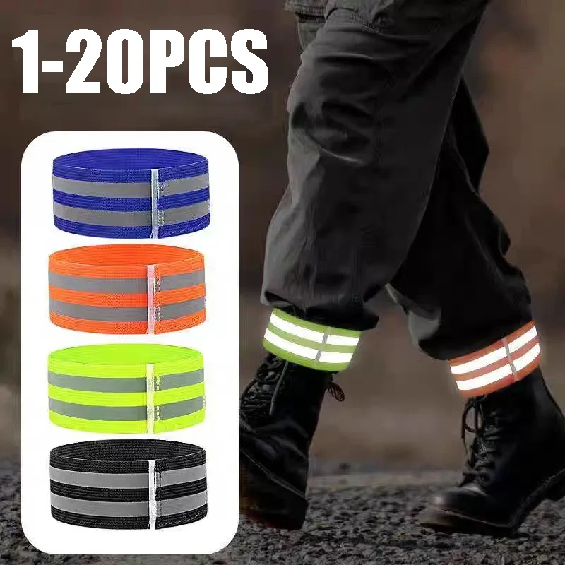 Reflective Bicycle Trouser Straps Night Riding Gaiters for Road Bike, Hiking & Running - Adjustable Leg Bands Safety Gear