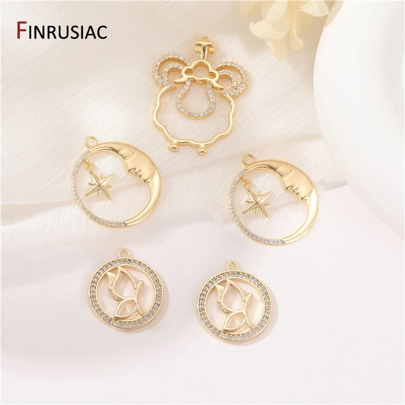 DIY Halskette Herstellung liefert 14 Karat vergoldet Messing Zirkon Schaf Blume Herz Charms Anhänger für Schmuck herstellung Zubehör