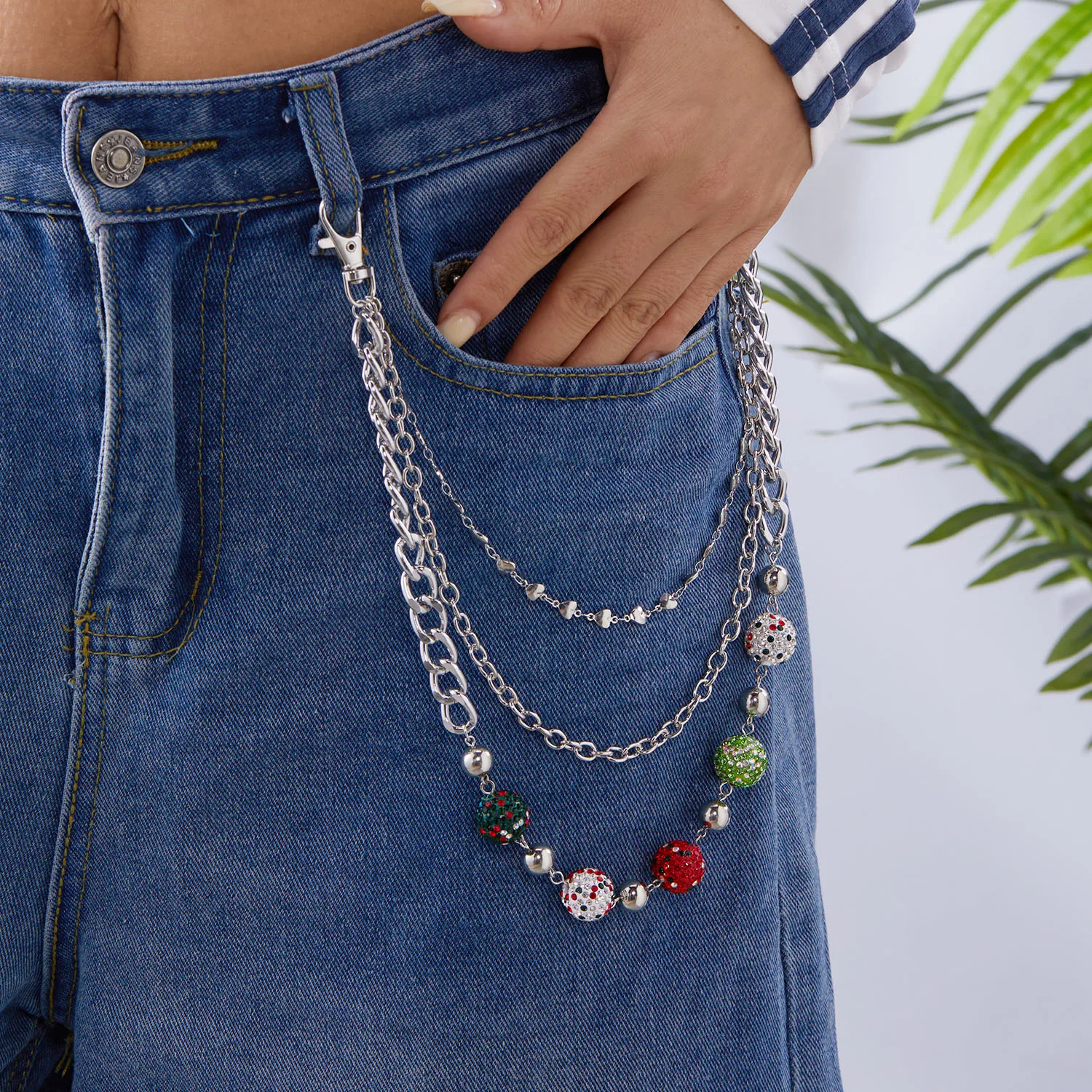 

Stylish Rhinestone Pearl Bow Waist Chain for Women Trendy Hip Hop Heart Star Multi Layer Belt Chain Party Jewellery Accessories